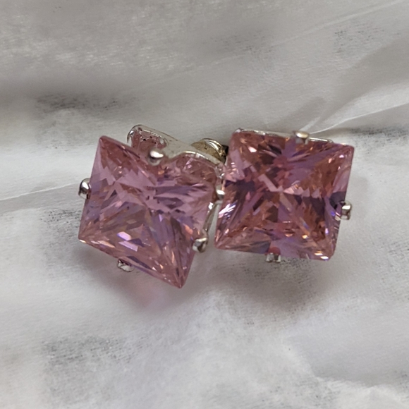 Jewelry - Large Pink Princess Cut Style Earrings